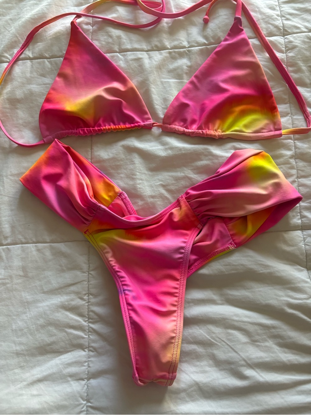 Women's Pink Gradient Triangle Bikini Set